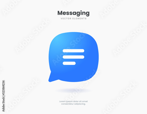 3d isolated vector elements. Minimal modern message, chat, speak, dialog, chatting icon emblem symbol banner concept. 3d yellow messaging chatting icon. Mobile app icons. Device UI UX mockup.