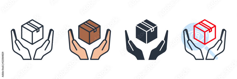 product icon logo vector illustration. logistic label hands holding box symbol template for graphic and web design collection product icon logo vector illustration. logistic label hands holding box symbol template for graphic and web design collection