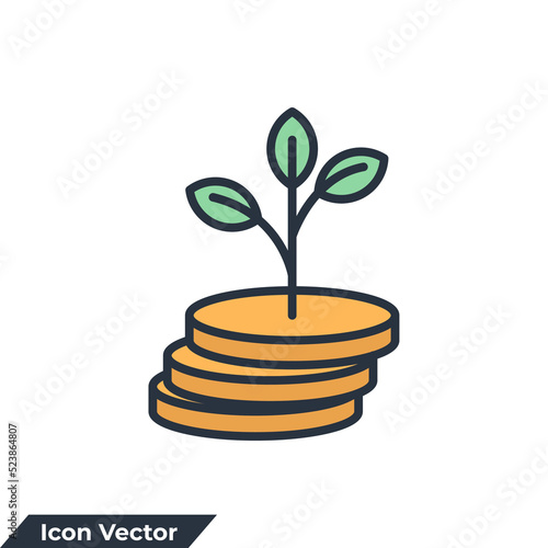 funding icon logo vector illustration. Passive income and growing money symbol template for graphic and web design collection