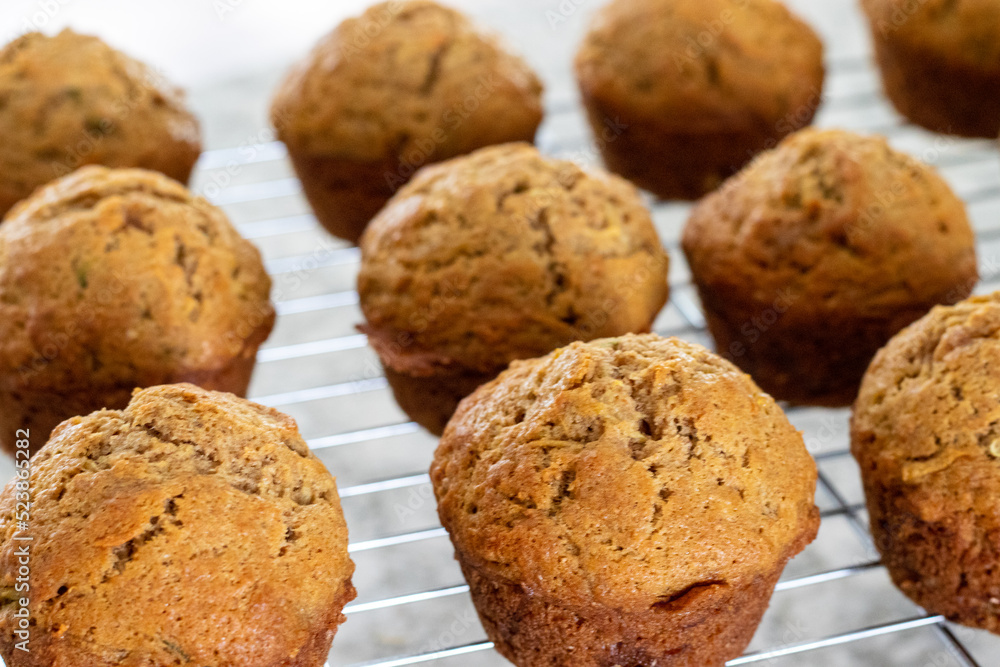 Freshly Baked Muffins on a Cooling Rack Freshly Baked Muffins on a Cooling Rack