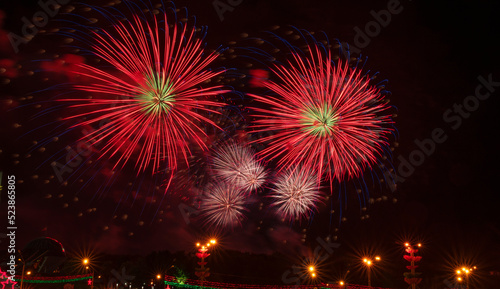 festive fireworks are launched at night