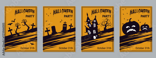 Halloween night flyer, booklet, poster, coupon, invitation card vector design templates collection