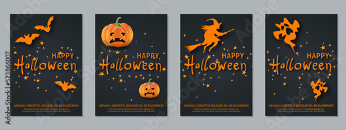 Halloween night flyer, booklet, poster, coupon, invitation card vector design templates collection