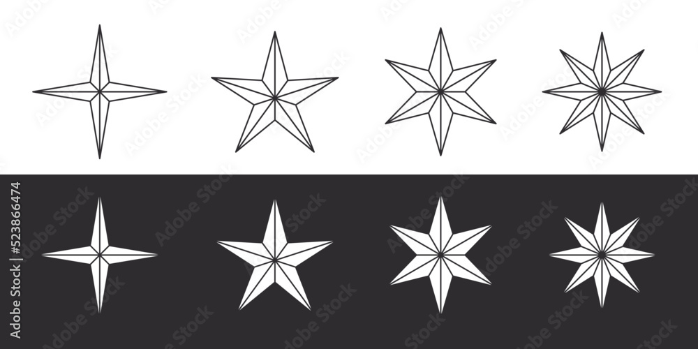 Stars icons. Modern different stars symbols. Rating star signs. Vector icons Stars icons. Modern different stars symbols. Rating star signs. Vector icons