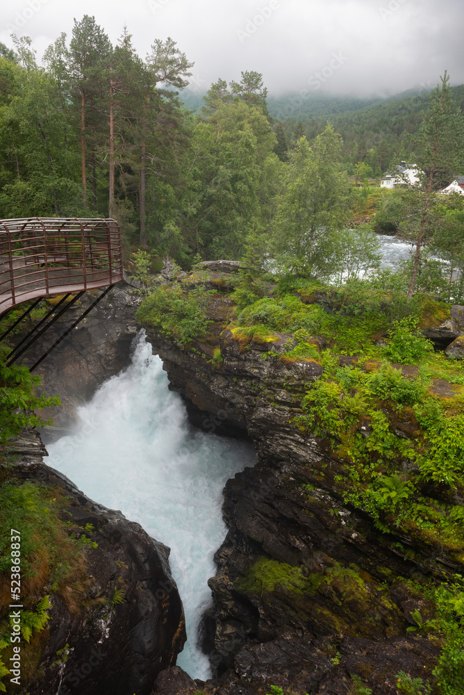 Water of the Valldola river forces itself through the Gudbrandsjuvet ravine, Valldal, Norway Water of the Valldola river forces itself through the Gudbrandsjuvet ravine, Valldal, Norway