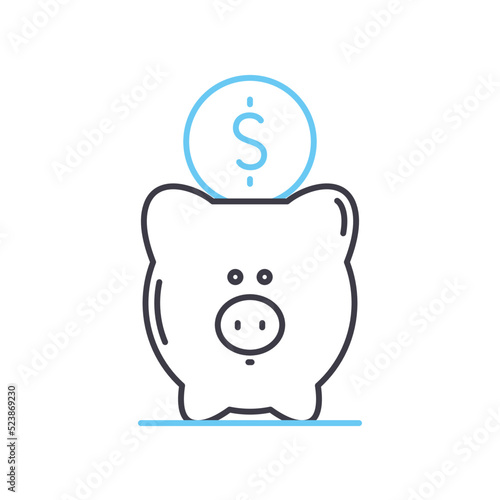 savings line icon, outline symbol, vector illustration, concept sign