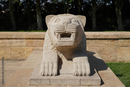 Lion sculpture located at the Road of Lions in Anitkabir, Ankara, Turkiye