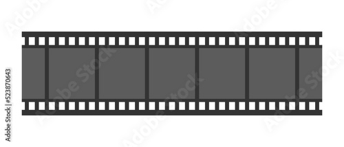 Strip of tape from movie camera reel. Vector monochrome illustration of seamless film strip.