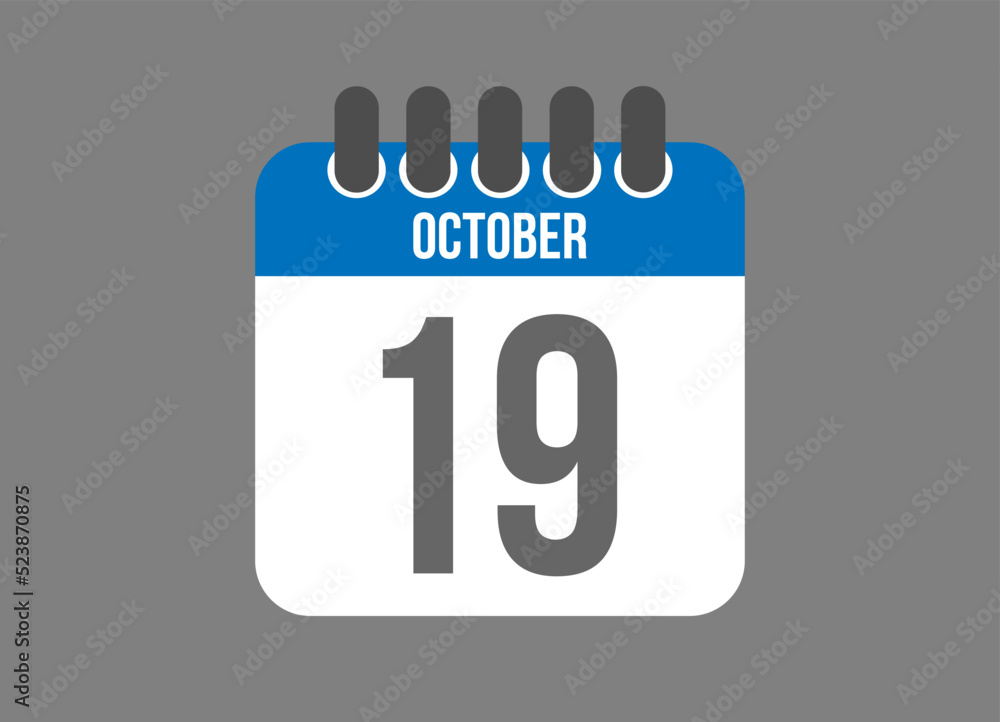 19 calendar october. Calendar icon for October days in blue color on dark background. 19 calendar october. Calendar icon for October days in blue color on dark background.