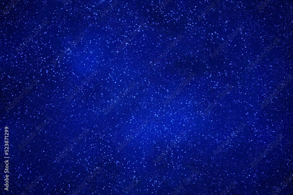 Starry night sky background.  Blue galaxy space with glowing stars.  