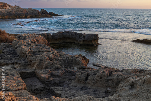 Haifa, Israel, August 13, 2022, Tel Dor Park. Ruins of the ancient city of Dor in the Sharon field photo