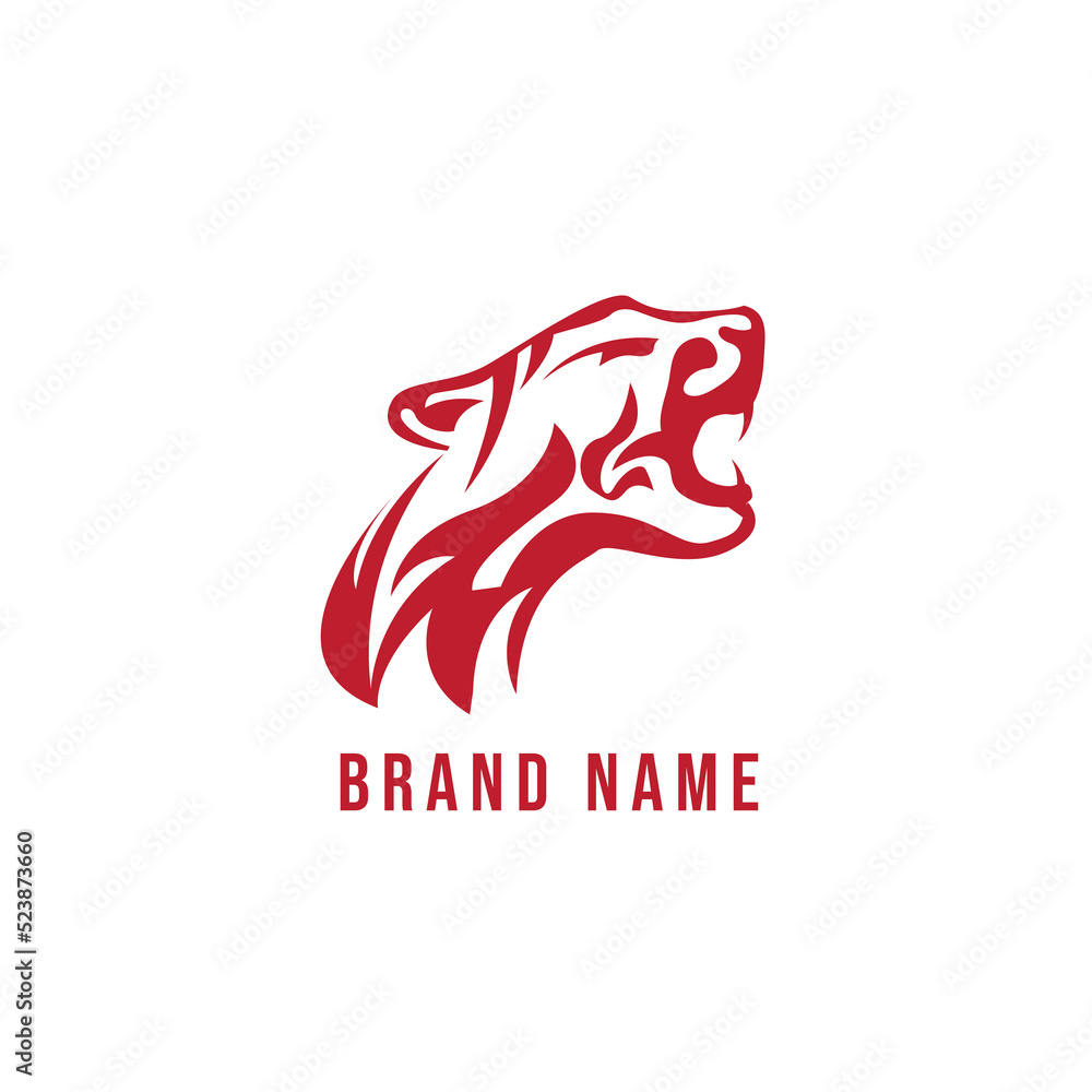 Fototapeta premium Tiger Head Logo Red Color Template Design