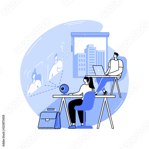 Online meetup isolated cartoon vector illustrations.
