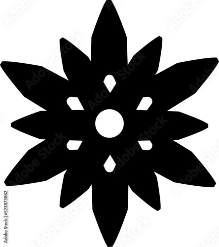 Snowflake, weather phenomenon sign - vector silhouette picture for logo or pictogram. Snowflake for sign or icon