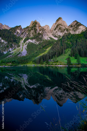 Sunrise in the Alps Gosausee. Austria.