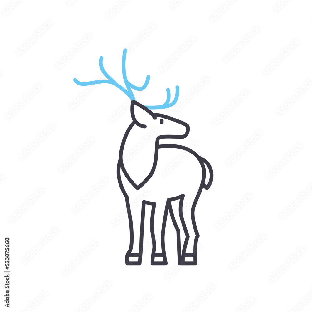 reindeer line icon, outline symbol, vector illustration, concept sign reindeer line icon, outline symbol, vector illustration, concept sign