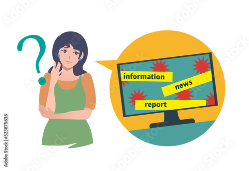 テレビの情報に疑問を持つ女性　人物　生活　暮らし