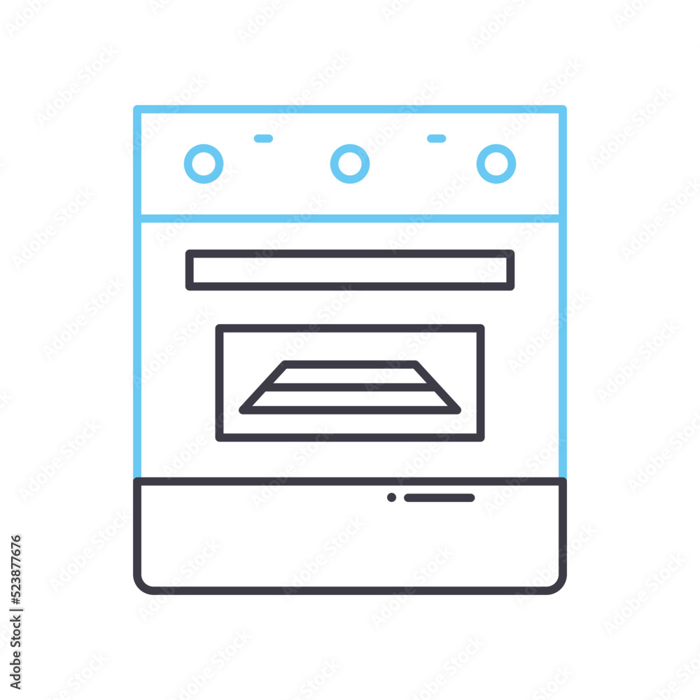 stove oven line icon, outline symbol, vector illustration, concept sign stove oven line icon, outline symbol, vector illustration, concept sign