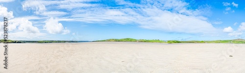 Wide panoramic view of Ardriol beach in Uig Bay on Isle of Lewis  Scotland  UK