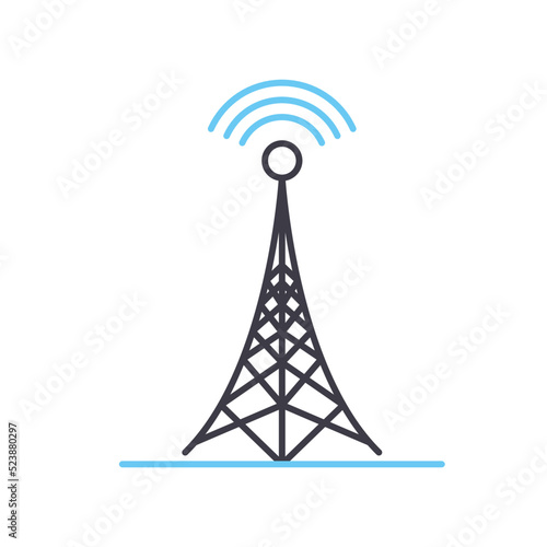 signal tower line icon, outline symbol, vector illustration, concept sign