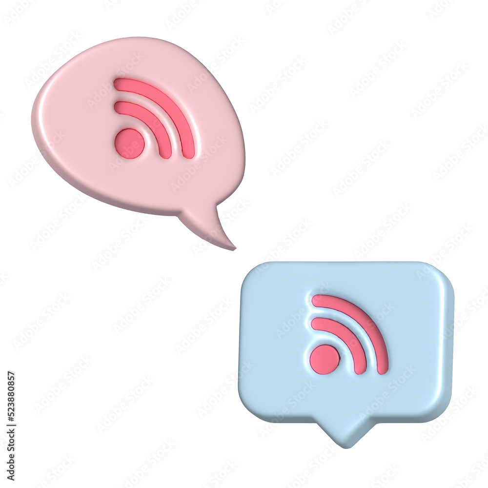 Bubble speech with Wi-Fi sign. 3D icon isolated on white background. Bubble speech with Wi-Fi sign. 3D icon isolated on white background.