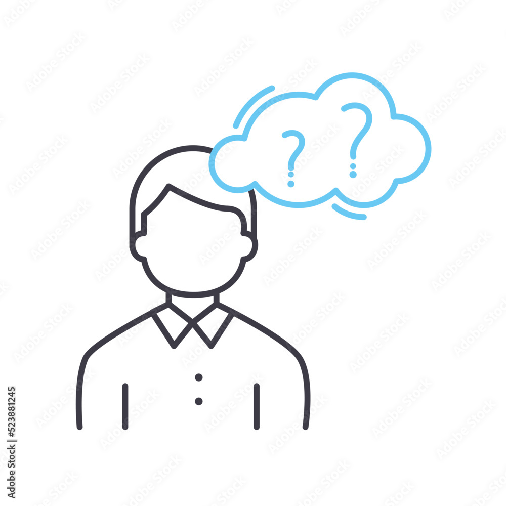 thinking line icon, outline symbol, vector illustration, concept sign
