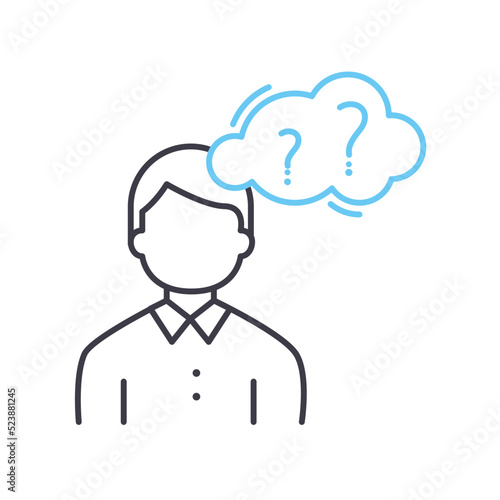 thinking line icon, outline symbol, vector illustration, concept sign