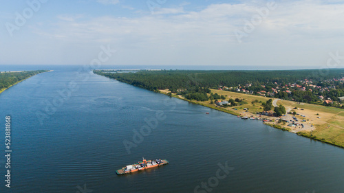 Mikoszewo Świbno Prom Ujście Wisły do Bałtyku z Drona