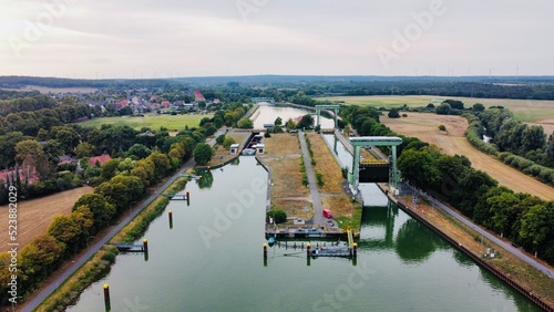 Schiff Schleuse am Kanal in Haltern Deutschland 