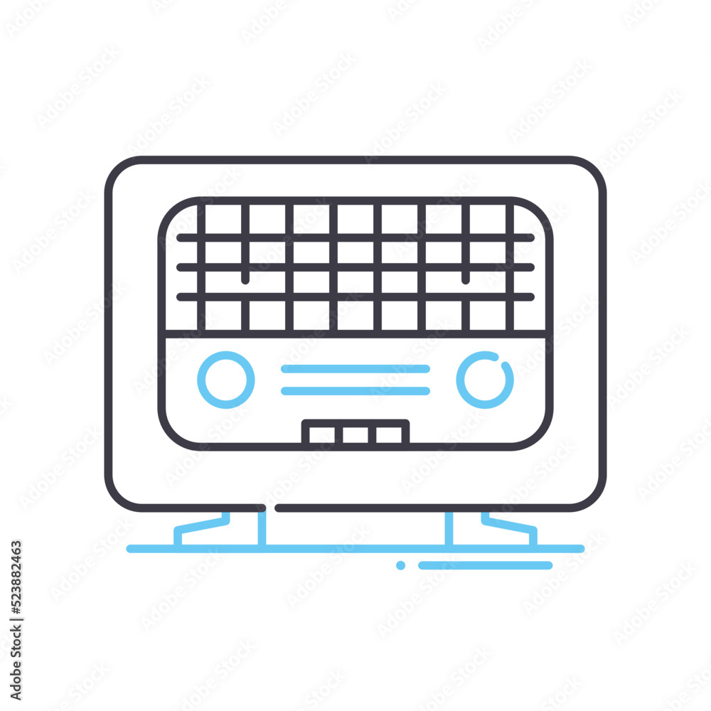 home radio line icon, outline symbol, vector illustration, concept sign home radio line icon, outline symbol, vector illustration, concept sign