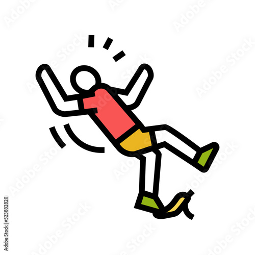 slip banana peel color icon vector illustration