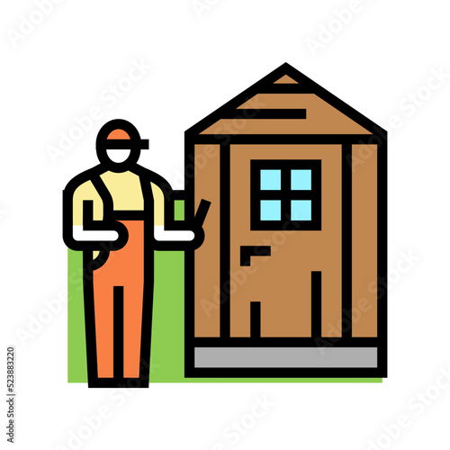shed installation repair color icon vector illustration