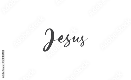 Jesus vector calligraphy lettering. Faith in the lord religious banner. Praise.