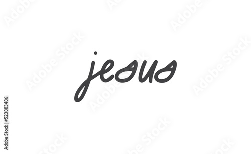 Jesus vector calligraphy lettering. Faith in the lord religious banner. Praise.