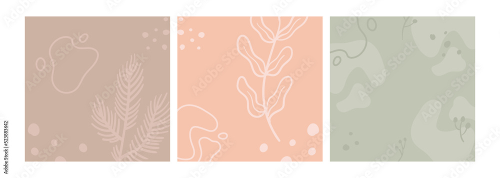 Vector abstract backgrounds with floral and organic elements. Texture design suitable for social media posts, mobile apps, banners design.