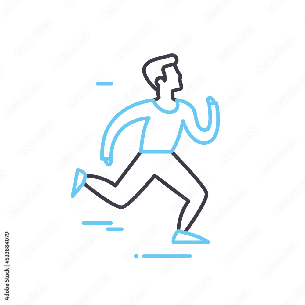 running man line icon, outline symbol, vector illustration, concept sign