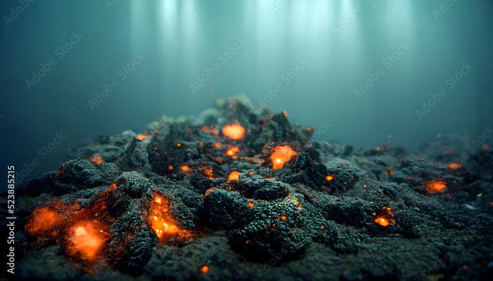 Underwater volcanic eruption - obrazy, fototapety, plakaty 