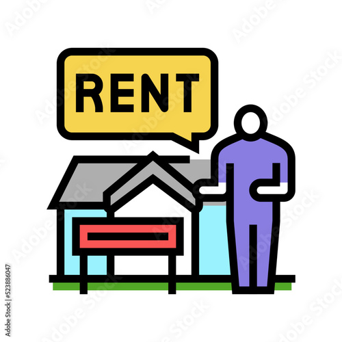 house renter property estate home color icon vector illustration