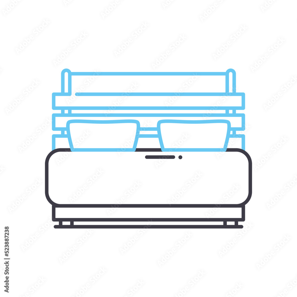 hotel bed room line icon, outline symbol, vector illustration, concept sign hotel bed room line icon, outline symbol, vector illustration, concept sign