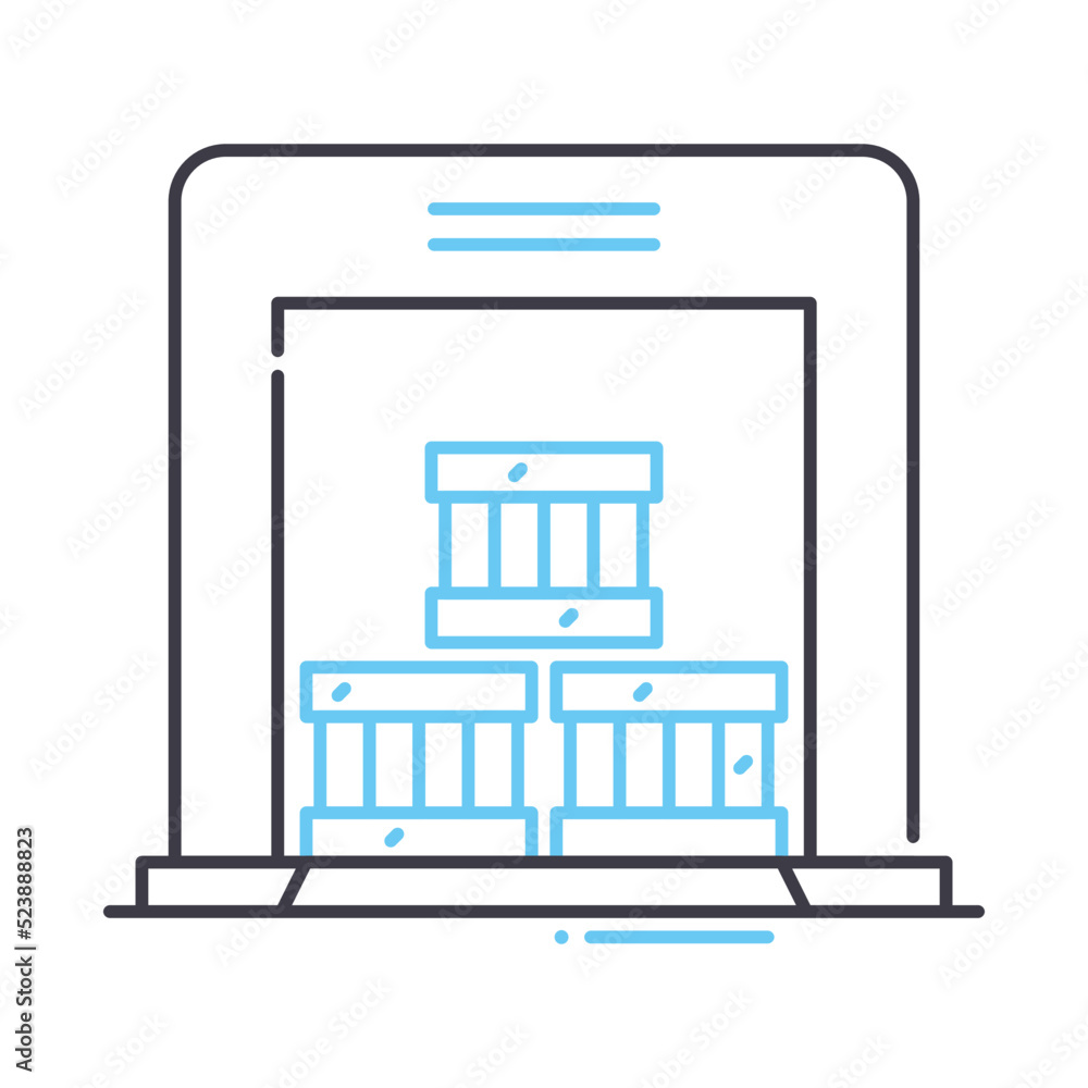 Fototapeta premium warehouse line icon, outline symbol, vector illustration, concept sign