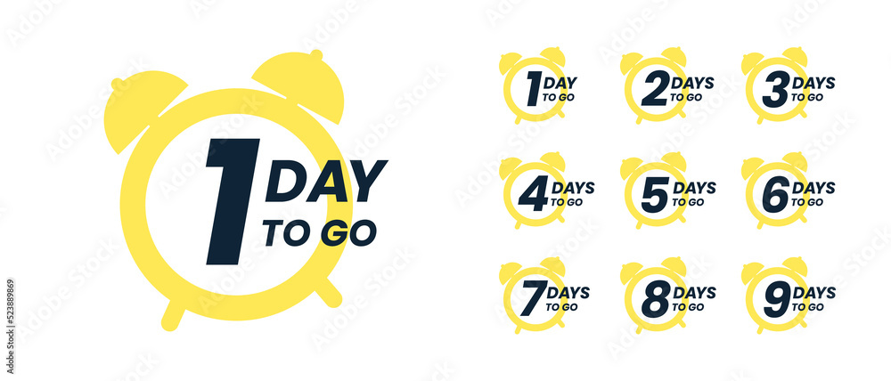 Promotion banner. Days countdown banner. Web banner with alarm clock