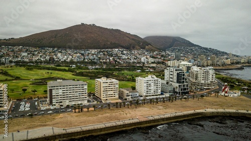 Aerial drone view of the Sea Point. Cape Town, South Africa