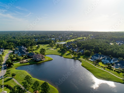 Aerial view of a field of golf in Wilmington, NC, USA