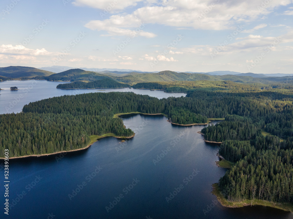 Aerial landscape of Shiroka polyana Reservoir, Bulgaria Aerial landscape of Shiroka polyana Reservoir, Bulgaria