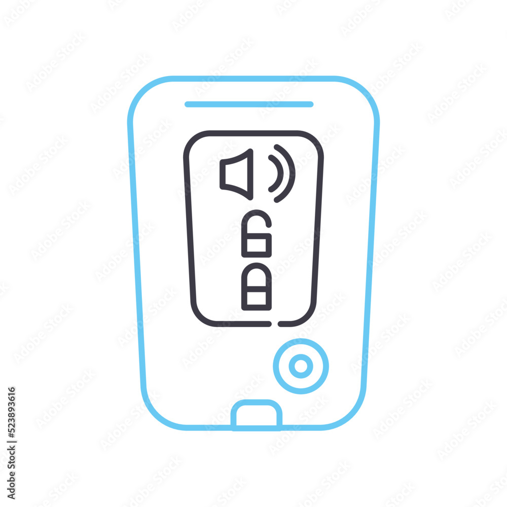 remote keyless system line icon, outline symbol, vector illustration, concept sign remote keyless system line icon, outline symbol, vector illustration, concept sign