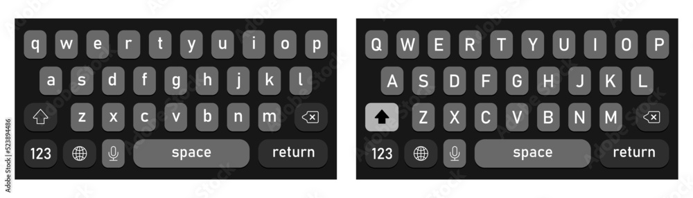 Screen smartphone keyboard. Mobile phone alphabet buttons keypad. Modern design. Vector EPS 10 Screen smartphone keyboard. Mobile phone alphabet buttons keypad. Modern design. Vector EPS 10