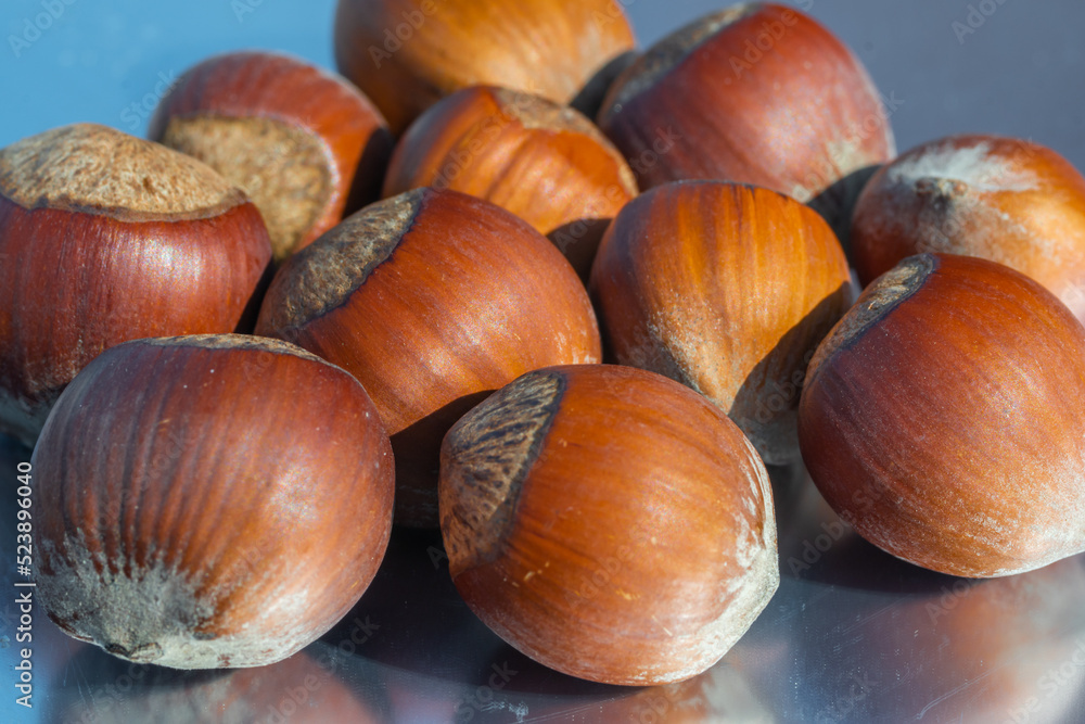 Close-up of hazelnuts. Macro photography. Close-up of hazelnuts. Macro photography.