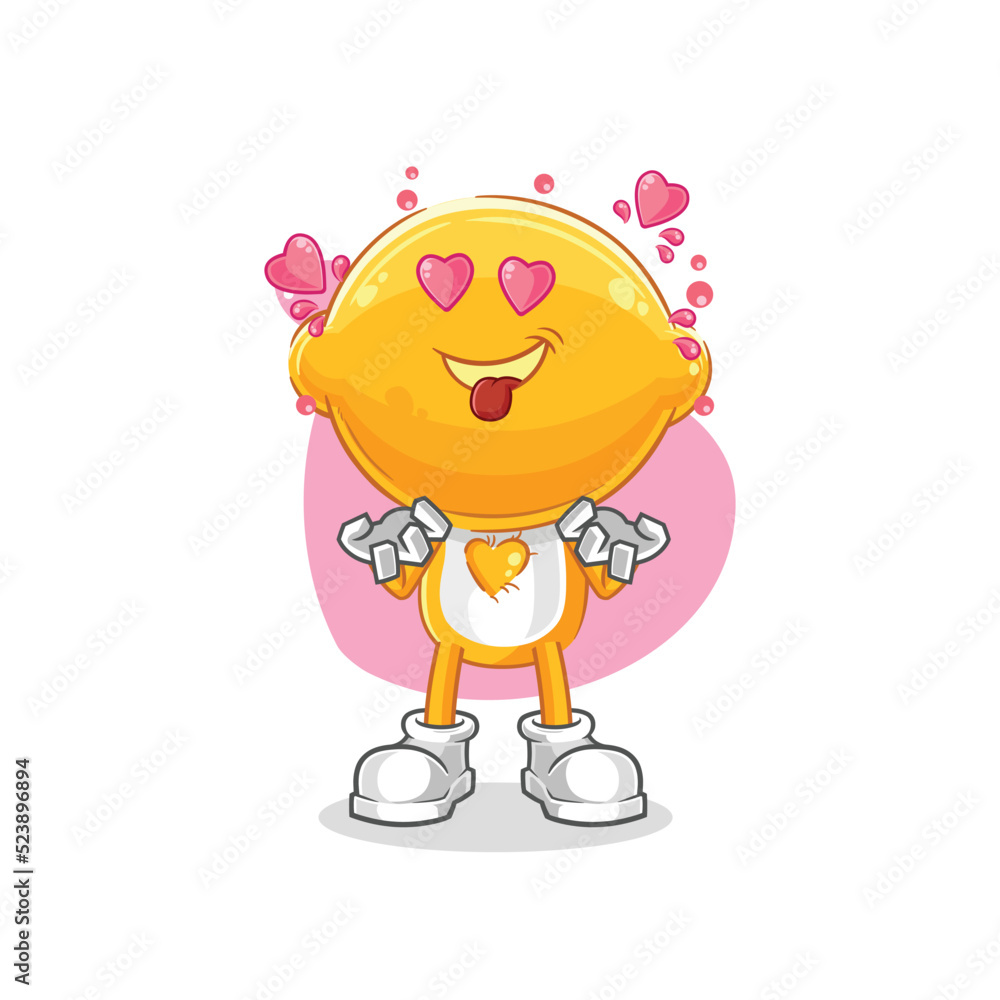 lemon head fallin love vector. cartoon character lemon head fallin love vector. cartoon character