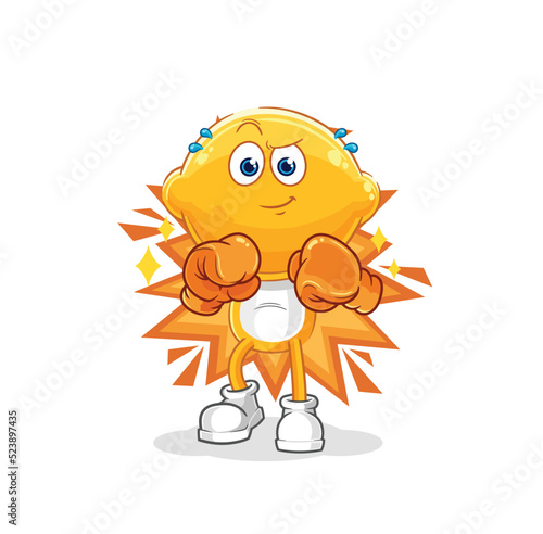 lemon head boxer character. cartoon mascot vector