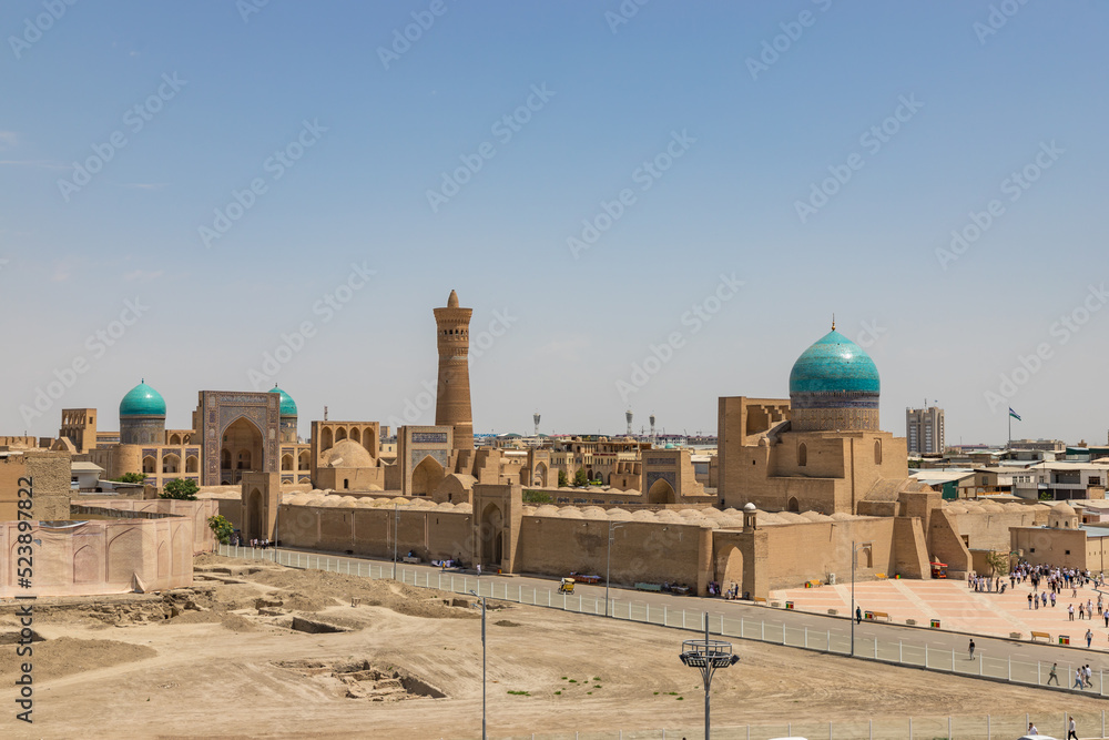 View to old center of Bukhara town from top of Ark fortress, Bukhara, Uzbekistan